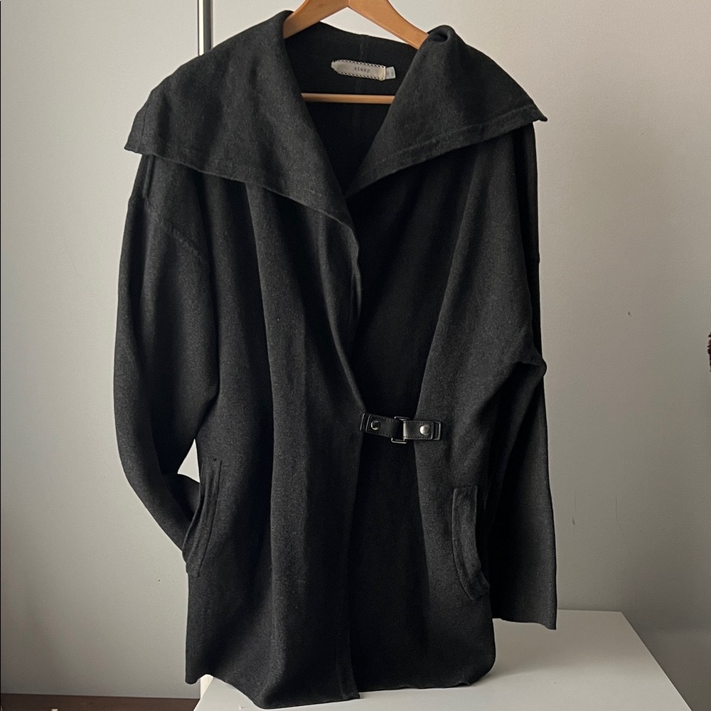 CLUNY cashmere wool silk Wrap Grey Women's cardigan with pockets M